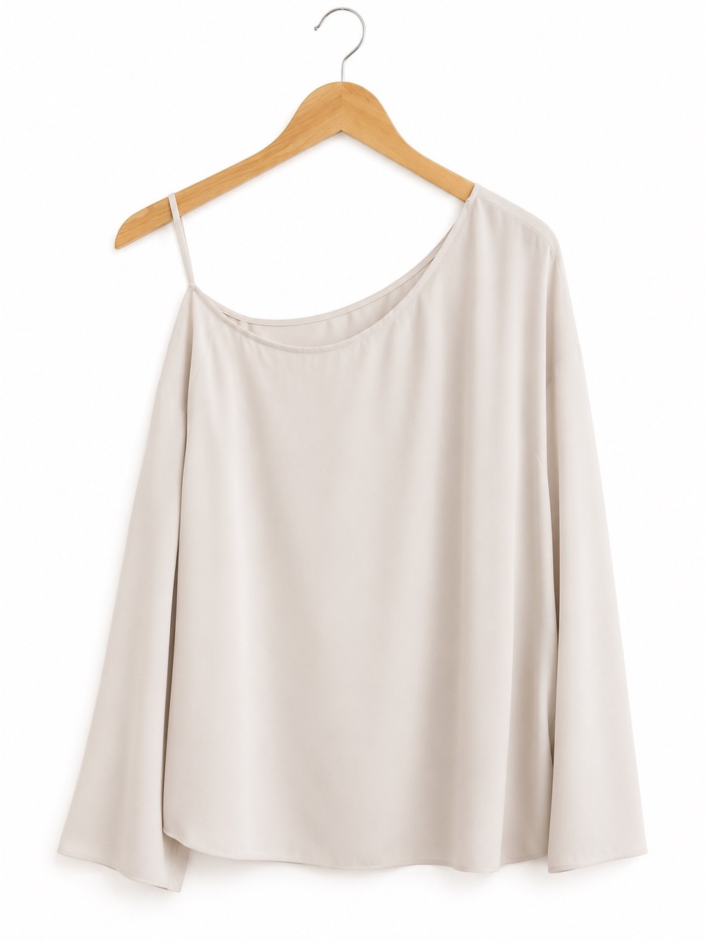 Babaton One Shoulder Draped Sleeve Blouse Cream Size M